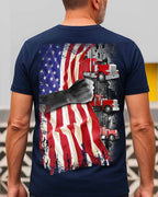 American Flag Fist Power - Patriotic Trucker Apparel T-Shirt, Hoodie & More - grunx260804-0145