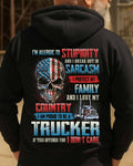 Allergic To Stupidity Trucker Apparel - Patriotic Skull T-Shirt, Hoodie & More - grunx260804-0092