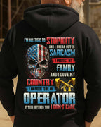 Allergic To Stupidity Operator Apparel - Patriotic Skull T-Shirt, Hoodie & More - grunx260804-0090