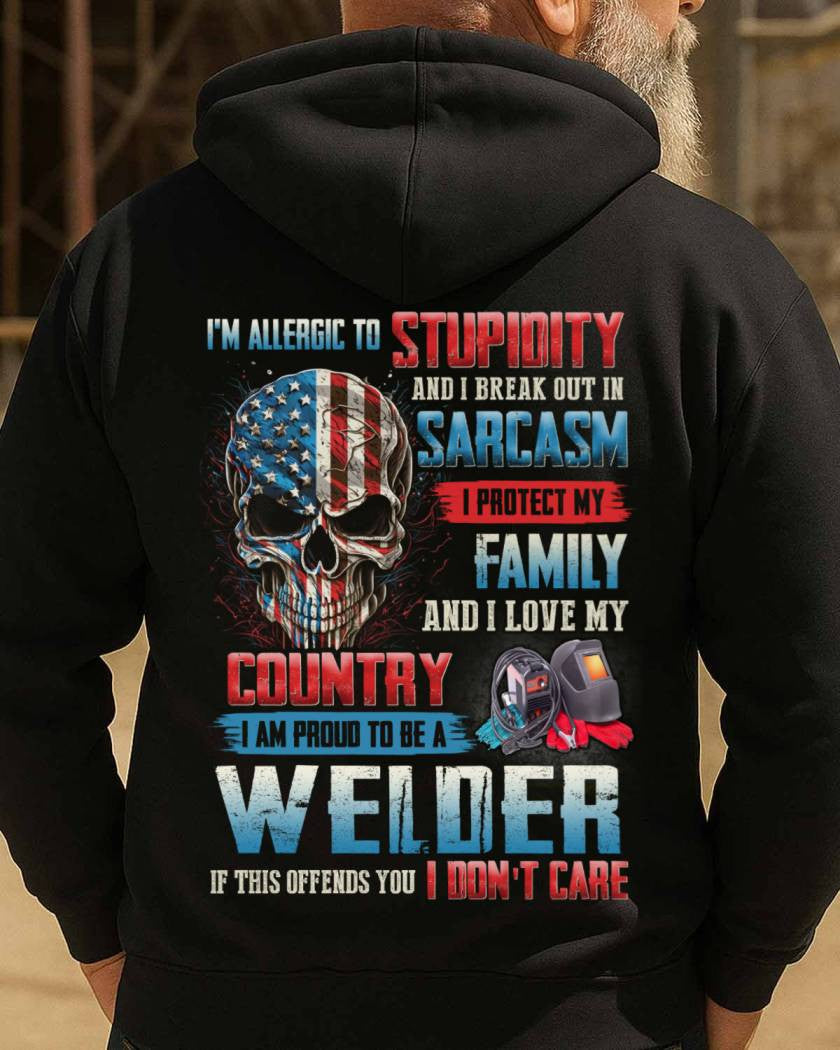 Allergic To Stupidity Welder T-Shirts Hoodies Sweatshirts Long Sleeves - grunx260804-0093