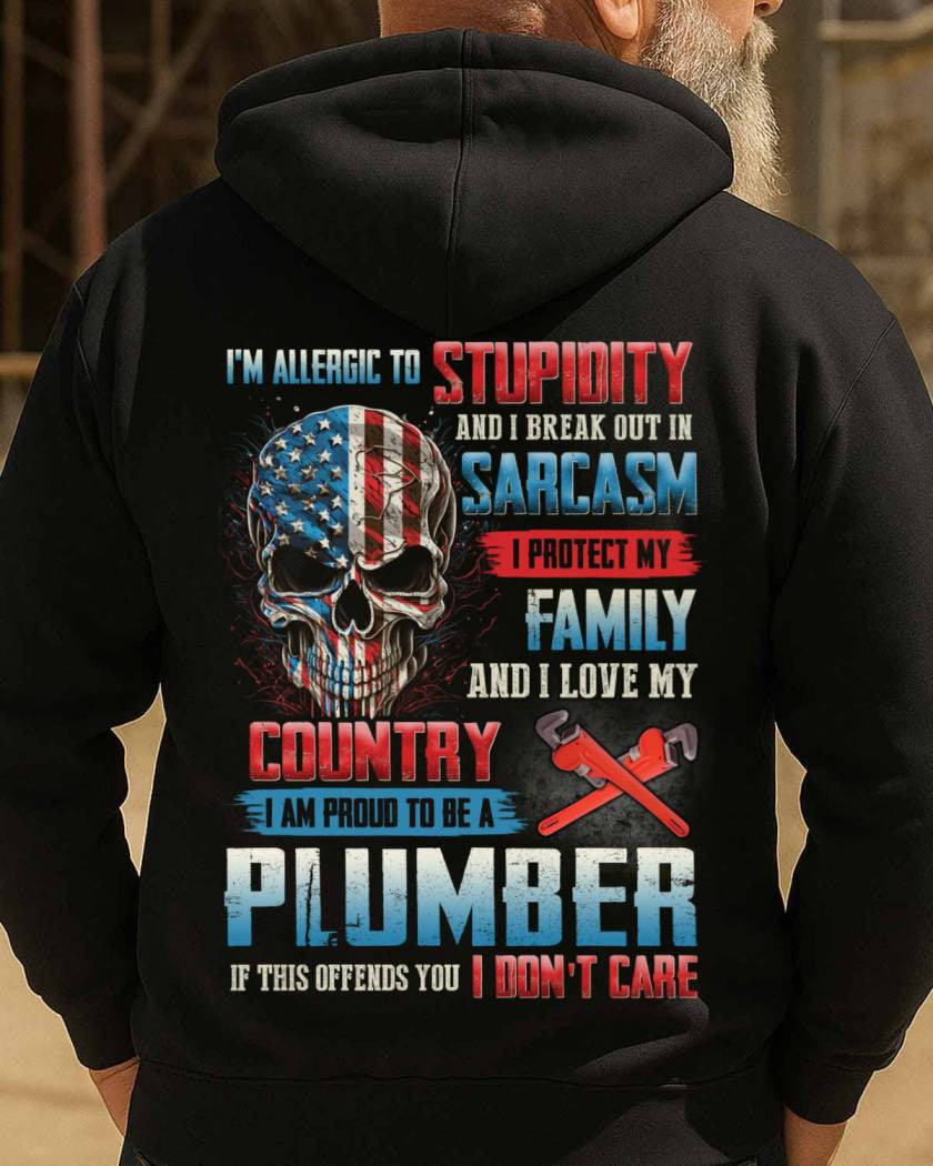 Allergic To Stupidity Plumber T-Shirts Hoodies Sweatshirts Long Sleeves - grunx260804-0091