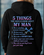 5 Things About My Man - Mechanic Funny Quote T-Shirt, Hoodie & More - grunx260804-0007