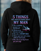 5 Things About My Man - Tow Truck Operator Funny T-Shirt, Hoodie & More - grunx260804-0009