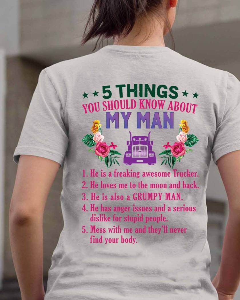 5 Things You Should Know - Trucker Husband Humor T-Shirt, Hoodie & More - grunx260804-0050