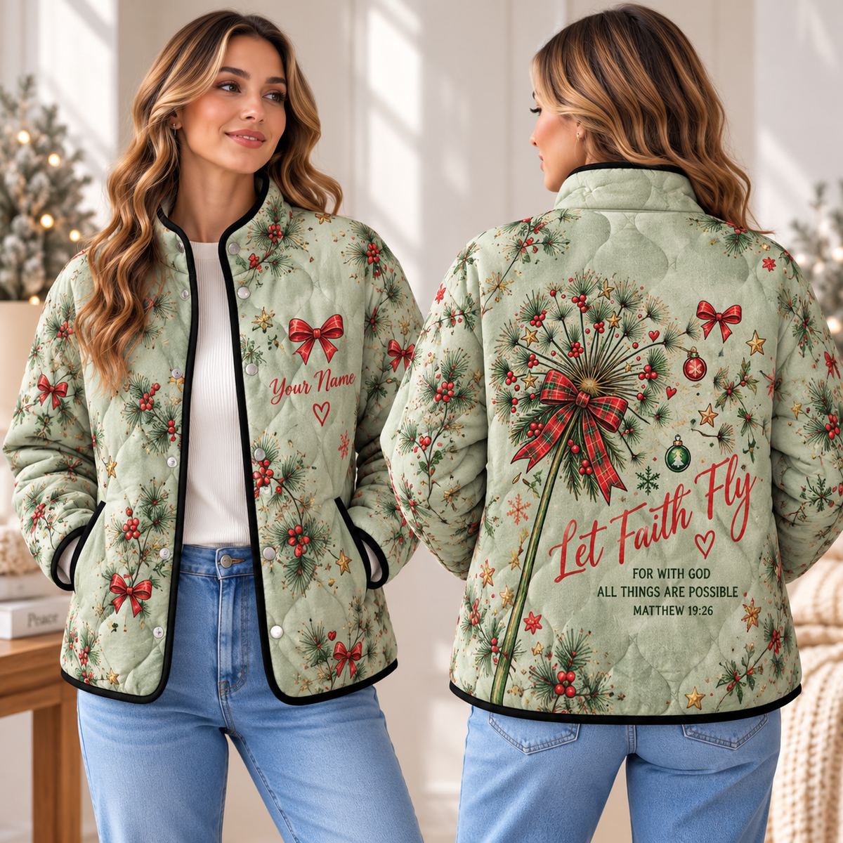 Personalized Let Faith Fly Quilted Jacket