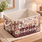 Personalized Floral Lamb Storage Basket