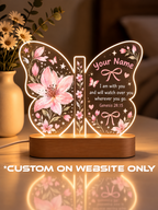 Genesis 28:15 Pink Lily Butterfly Personalize LED Night Light