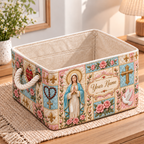 Personalized Pastel Rose Patchwork Storage Basket