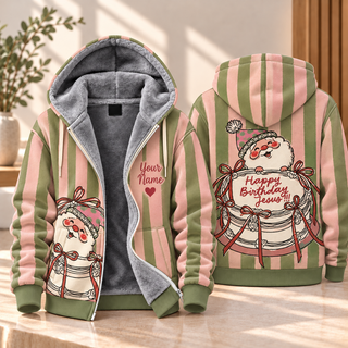 Pink Stripe Puppy Personalized Fleece Jacket