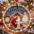 Personalized Santa Snowy Stable Christmas Ball Ornament