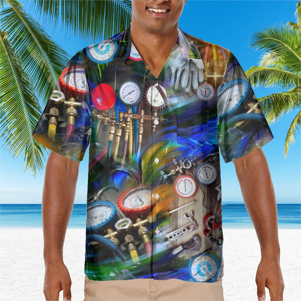 Awesome HVAC Tech - AOP Pocket Hawaiian Shirt - grunx260804-0218