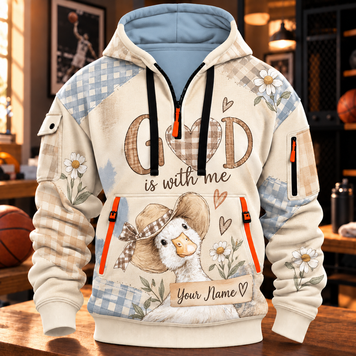 Personalized Country Duck Half-Zip Hoodie