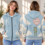 Frog Balloon Sky Zip-up Baseball Jacket