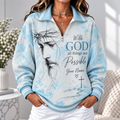 Personalized Blue Sketch Portrait Women's Half-zip Sweatshirt NWY076