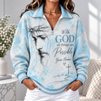 Personalized Blue Sketch Portrait Women's Half-zip Sweatshirt NWY076