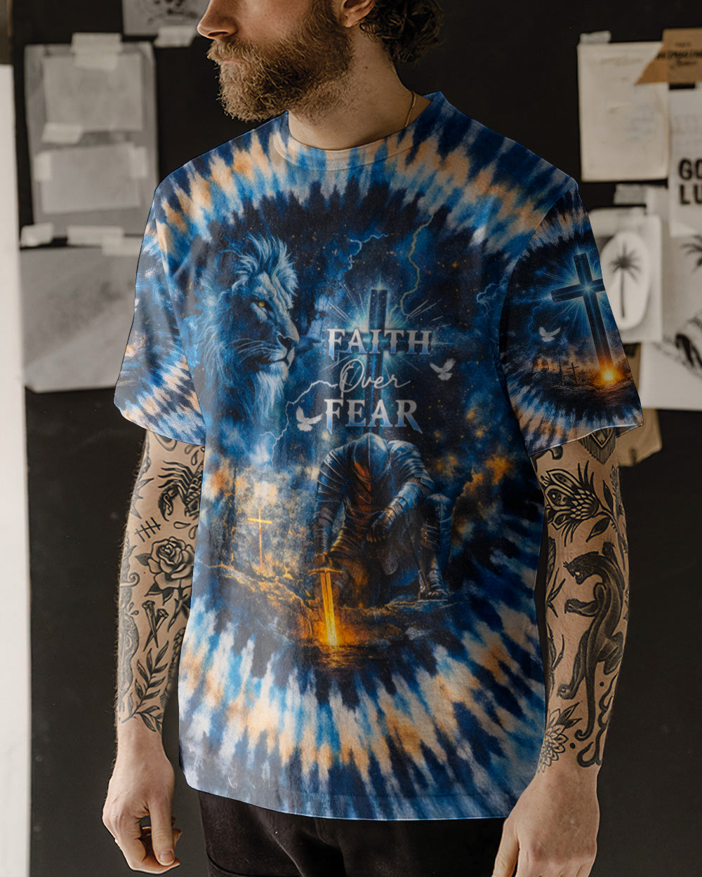 Faith Over Fear Swirl  Men's All Over Print Shirt - Trunx133057