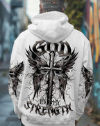 God Is My Strength Cross Wings Men's All Over Print Shirt - Trunx292059