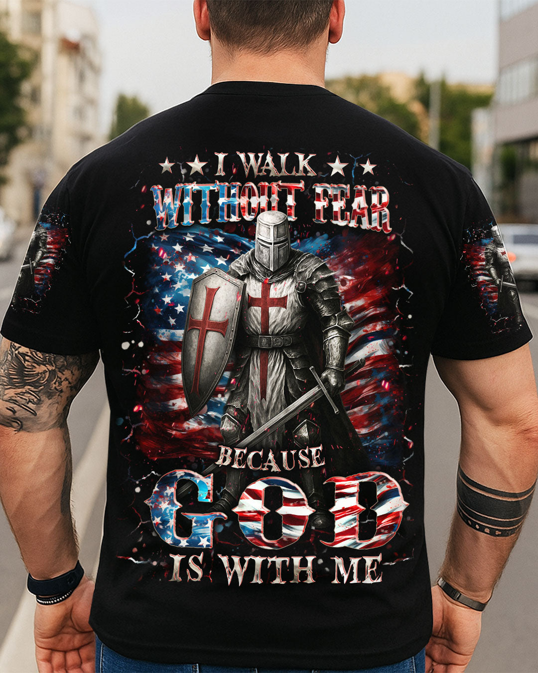 I Walk Without Fear Because God Is With Me Men's All Over Print Shirt - Trunx478330