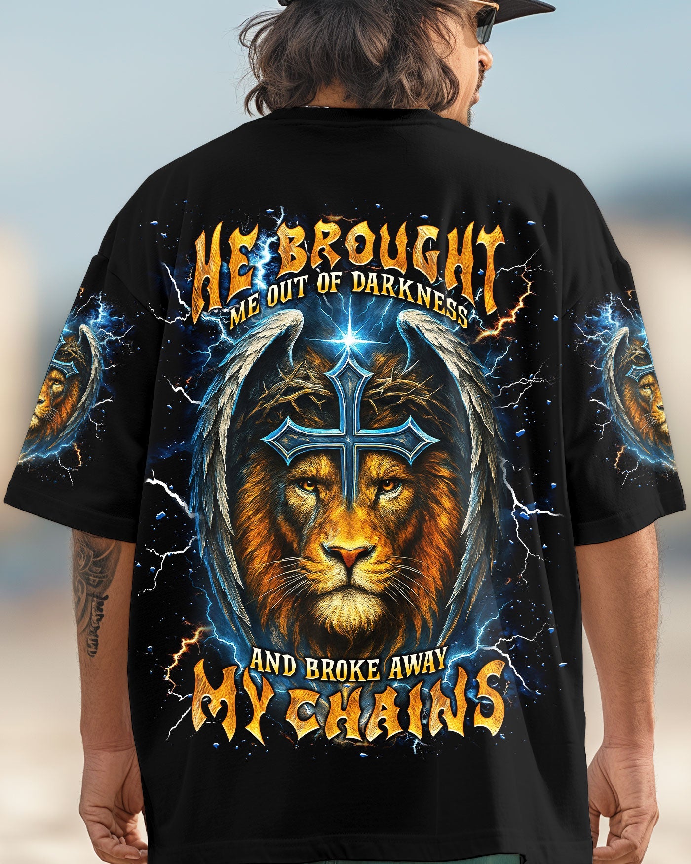 He Brought Me Out Of Darkness Lion Wings Men's All Over Print Shirt - Trunx831460