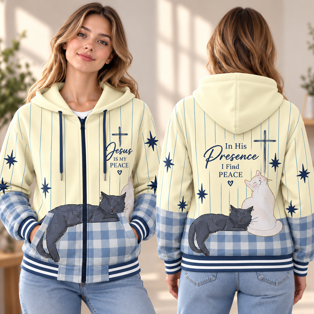 Cozy Cats Zip-up Baseball Jacket