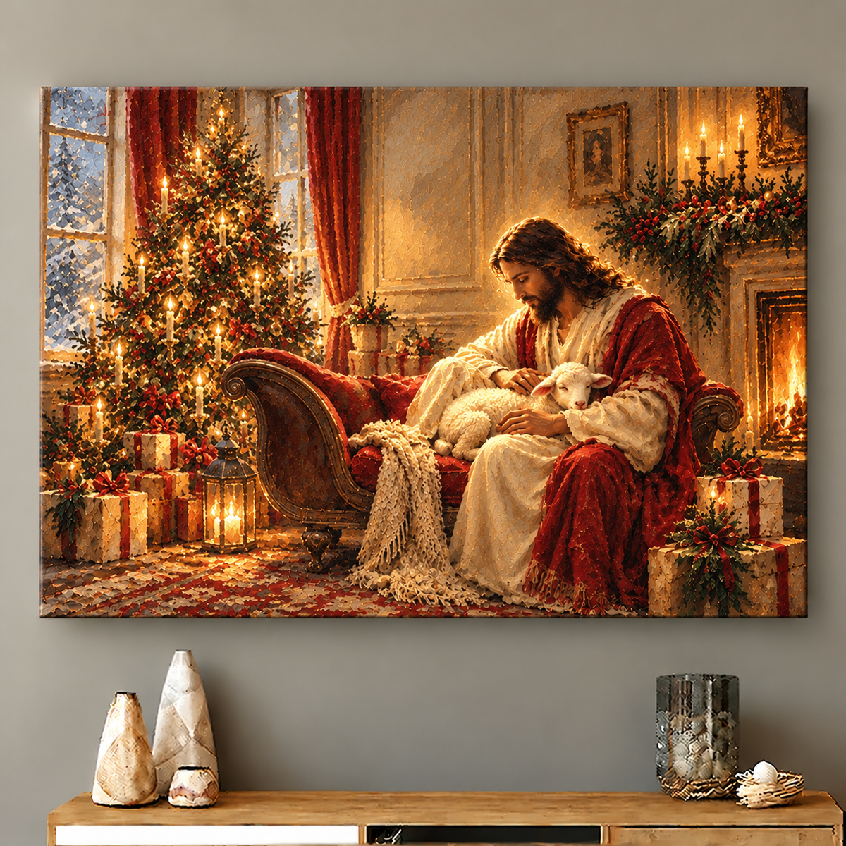 Cozy Christmas Lamb Canvas