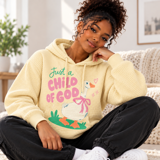 Pink Bow Goose Waffle Hoodie