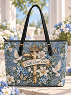 Faith Over Fear Crowned Cross Dove Saddle Bag