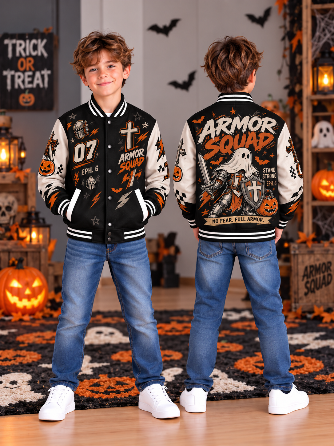 Armor Squad Ghost Knight Kids Baseball Jacket
