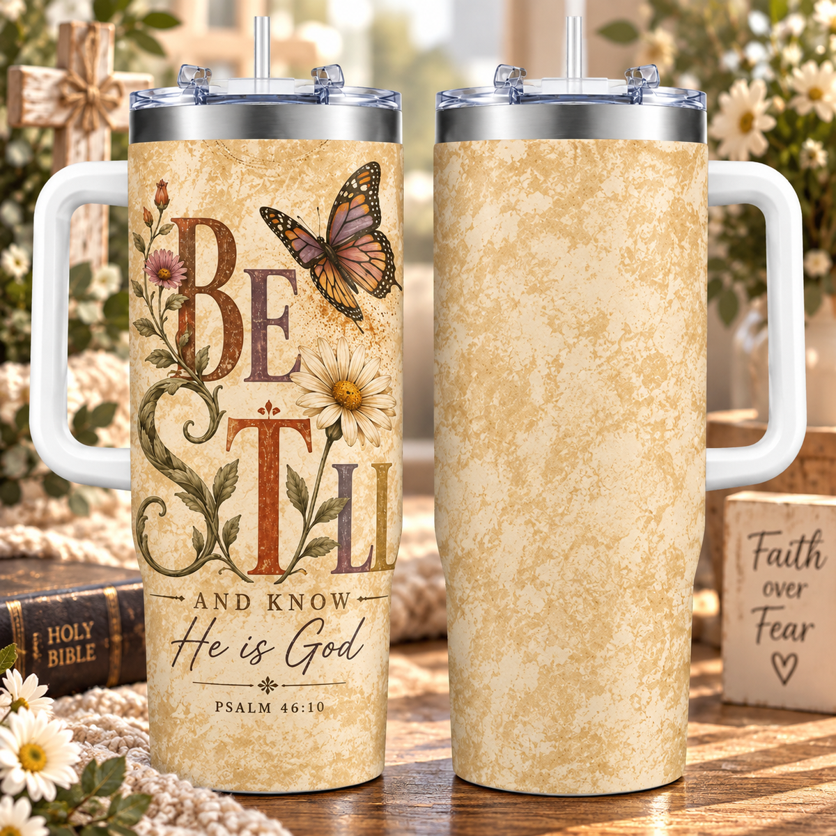 Be Still And Know He Is God 40oz Top Tumbler