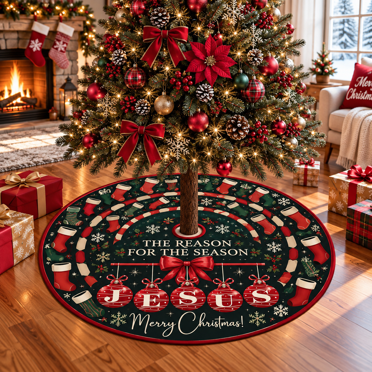 Jesus Reason for the Season Christmas Tree Skirt
