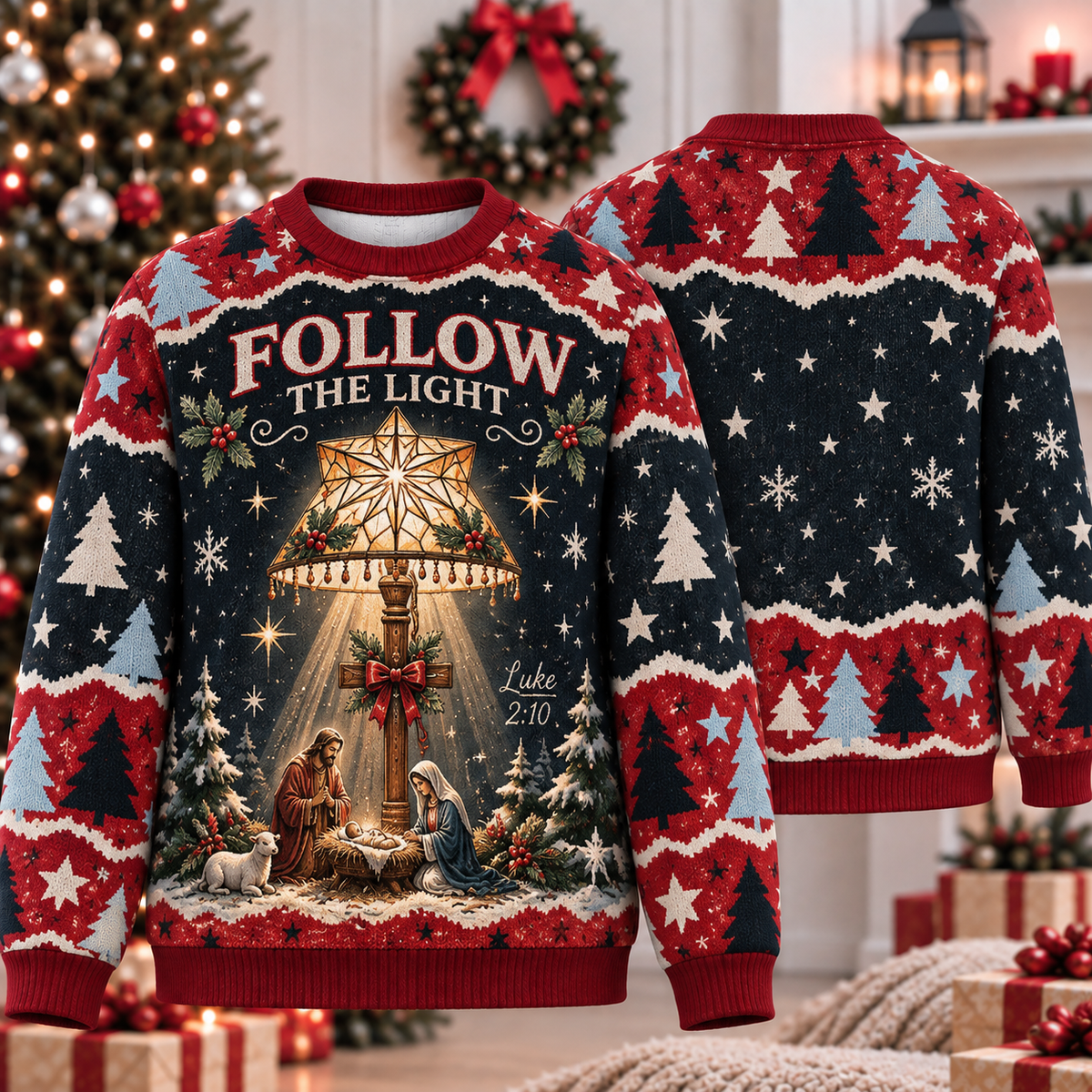 Follow The Light Nativity Ugly Sweater