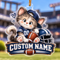 Personalized Football Kitten Ornament