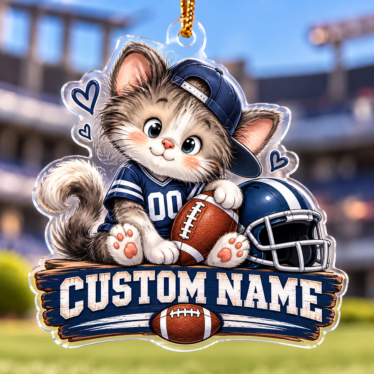Personalized Football Kitten Ornament