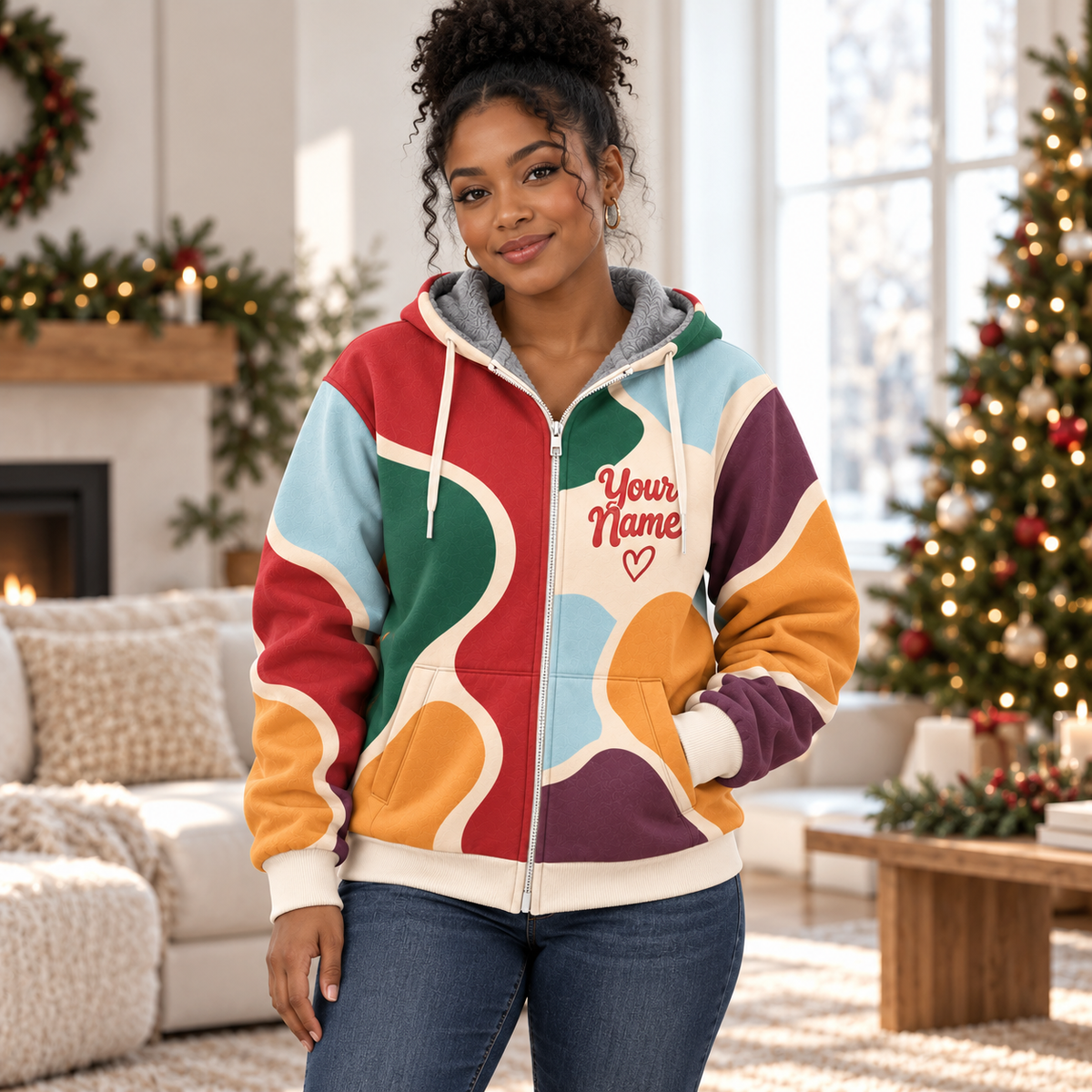 Groovy Color Block Personalized Fleece Jacket