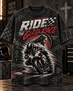 Ride the Good Race Christian Motorcycle T-Shirt