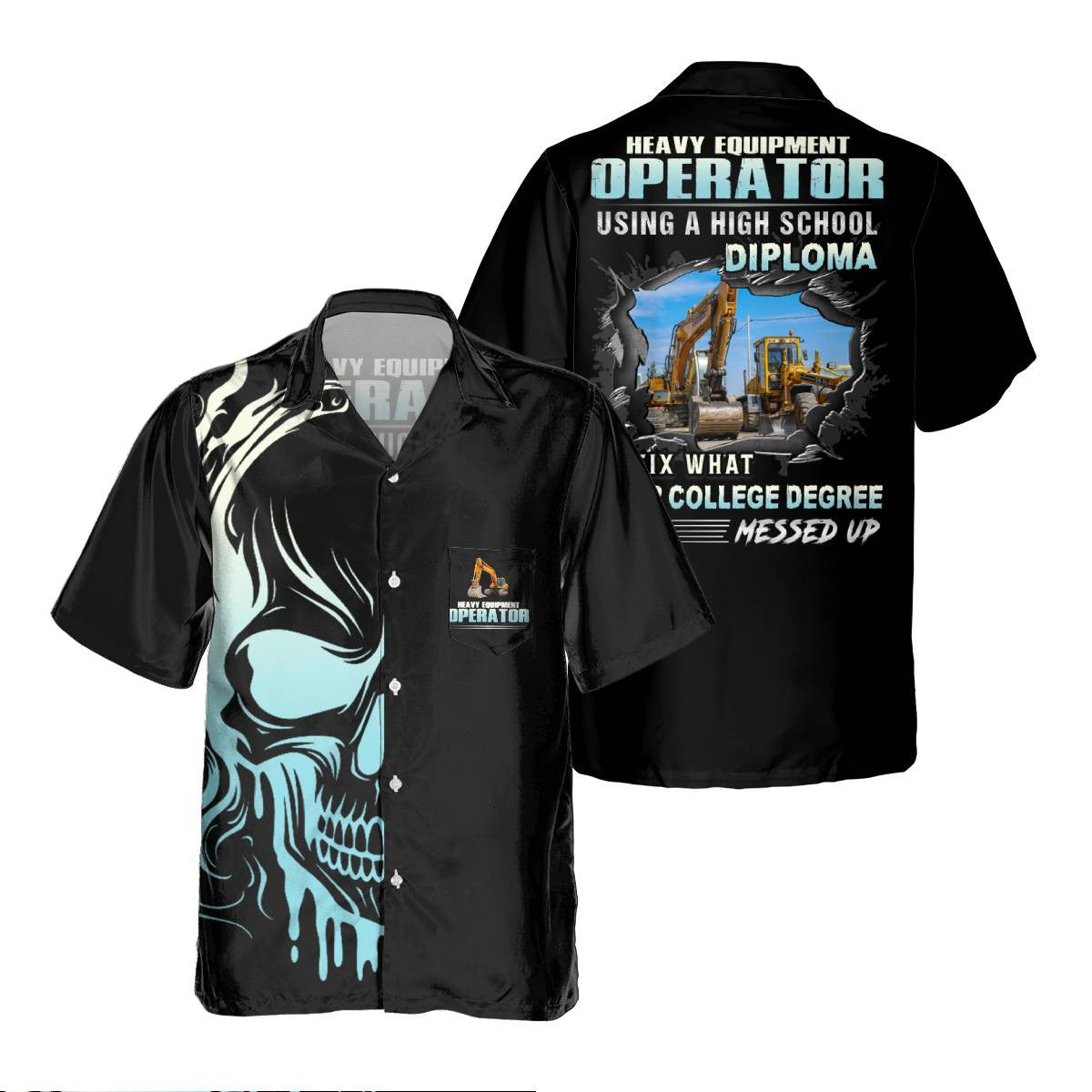 Awesome Heavy Equipment Operator - AOP Pocket Hawaiian Shirt - grunx260804-0176