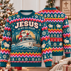Personalized Jesus Is My Co-Pilot Ugly Sweater