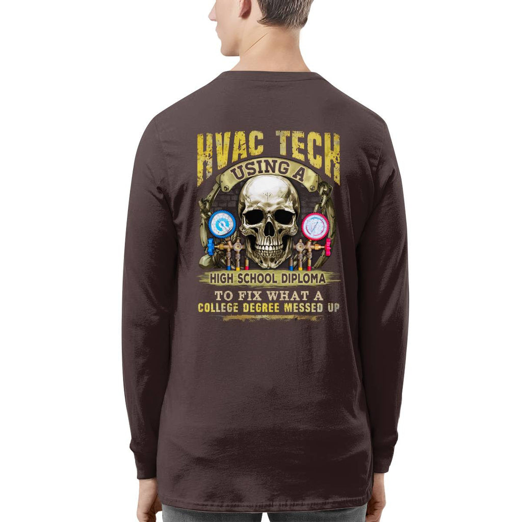 Awesome HVAC Tech using a high school diploma-T-shirt - grunx260804-0248