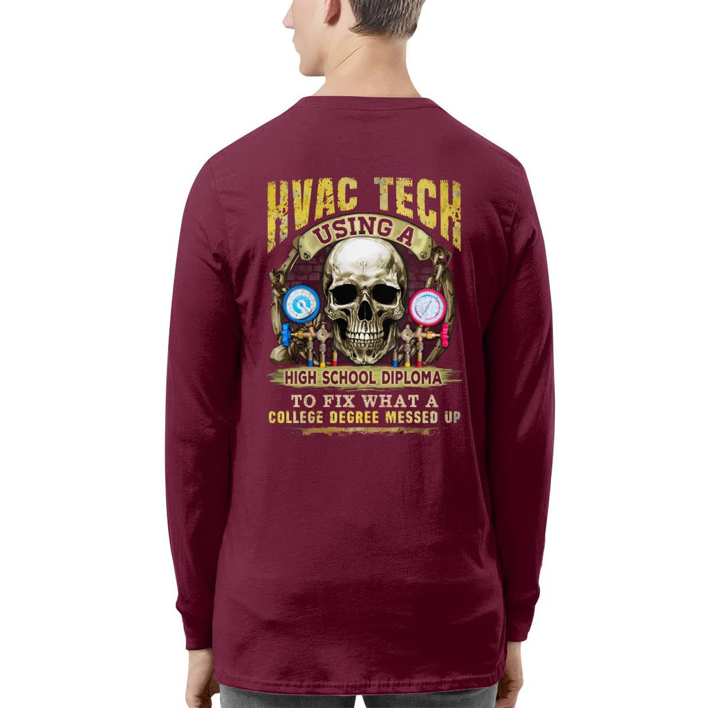Awesome HVAC Tech using a high school diploma-T-shirt - grunx260804-0248