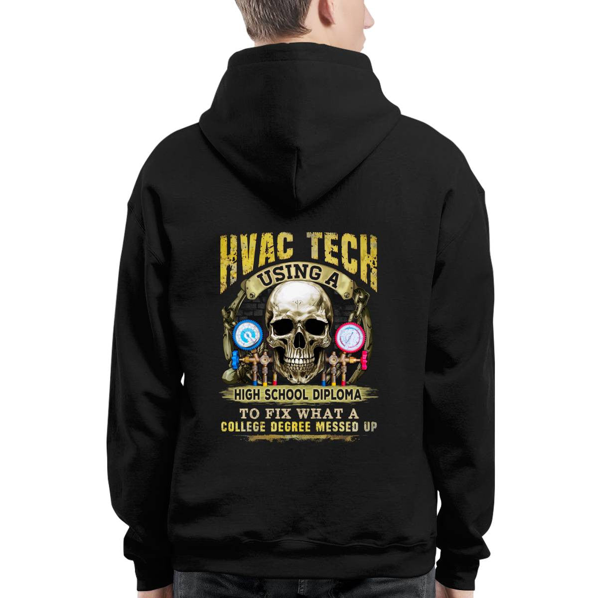Awesome HVAC Tech using a high school diploma-T-shirt - grunx260804-0248