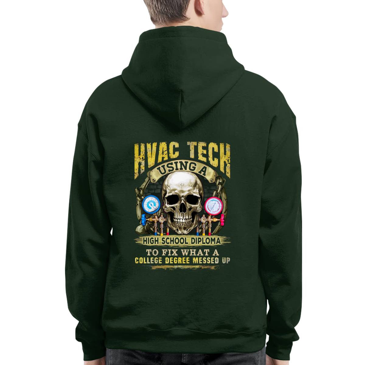 Awesome HVAC Tech using a high school diploma-T-shirt - grunx260804-0248