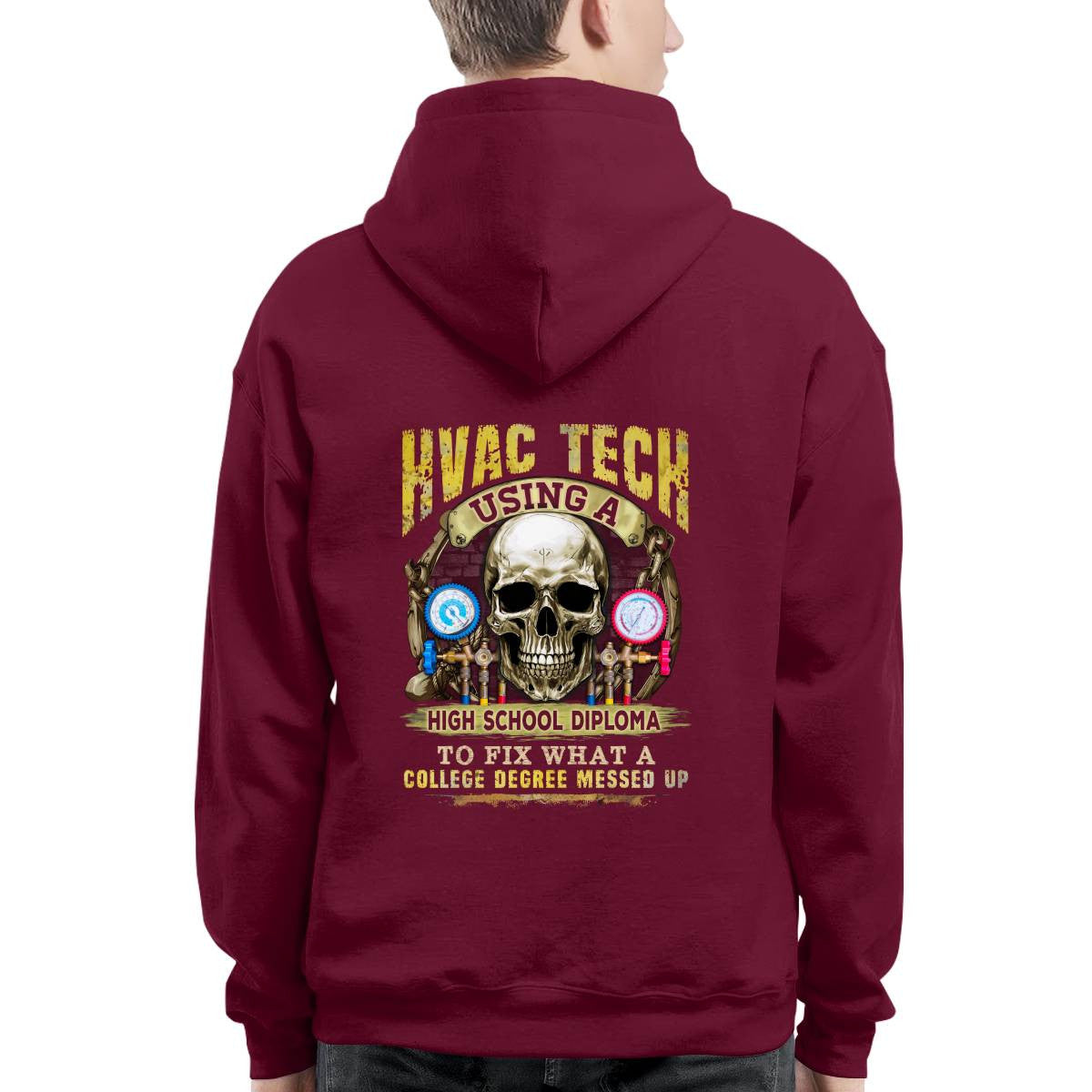 Awesome HVAC Tech using a high school diploma-T-shirt - grunx260804-0248