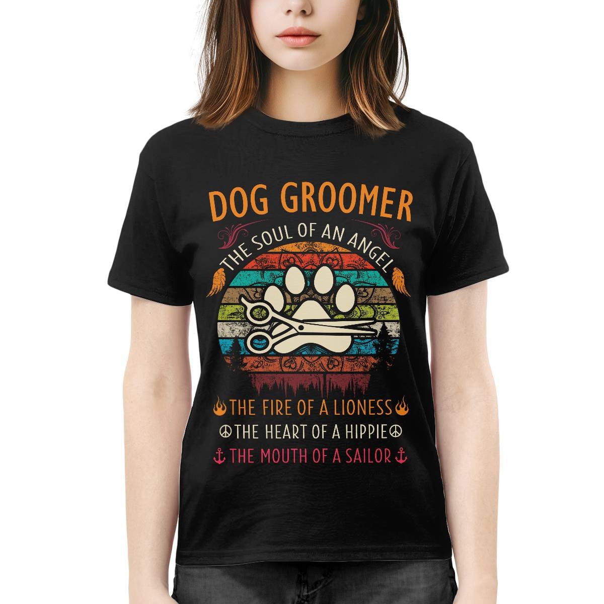 Awesome Dog Groomer the soul of an Angel-T-shirt - grunx260804-0037