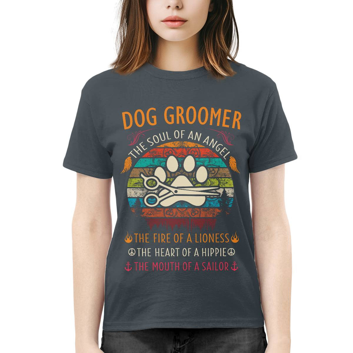 Awesome Dog Groomer the soul of an Angel-T-shirt - grunx260804-0037