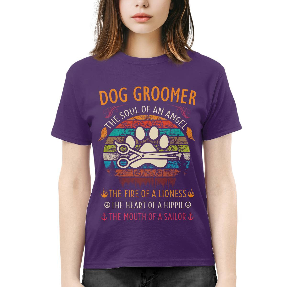 Awesome Dog Groomer the soul of an Angel-T-shirt - grunx260804-0037
