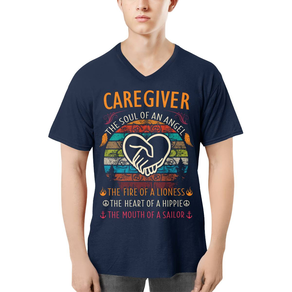 Awesome Caregiver the soul of an Angel-T-shirt-#F140824THESOL3FCAREZ4