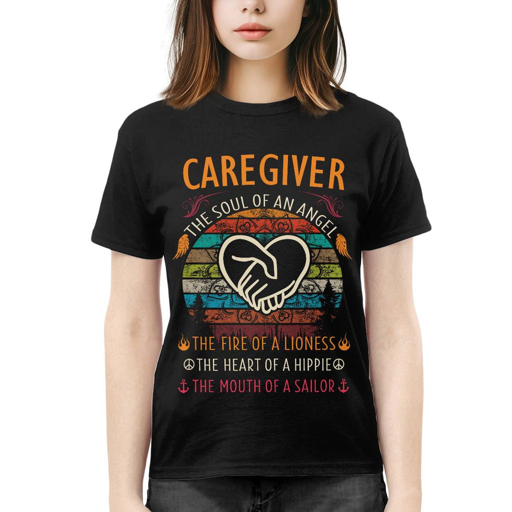 Awesome Caregiver the soul of an Angel-T-shirt-#F140824THESOL3FCAREZ4