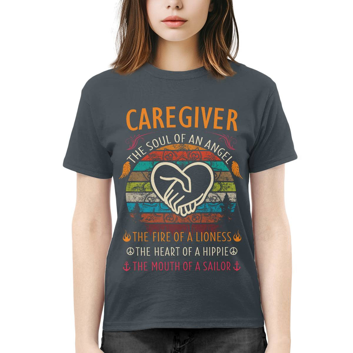 Awesome Caregiver the soul of an Angel-T-shirt-#F140824THESOL3FCAREZ4