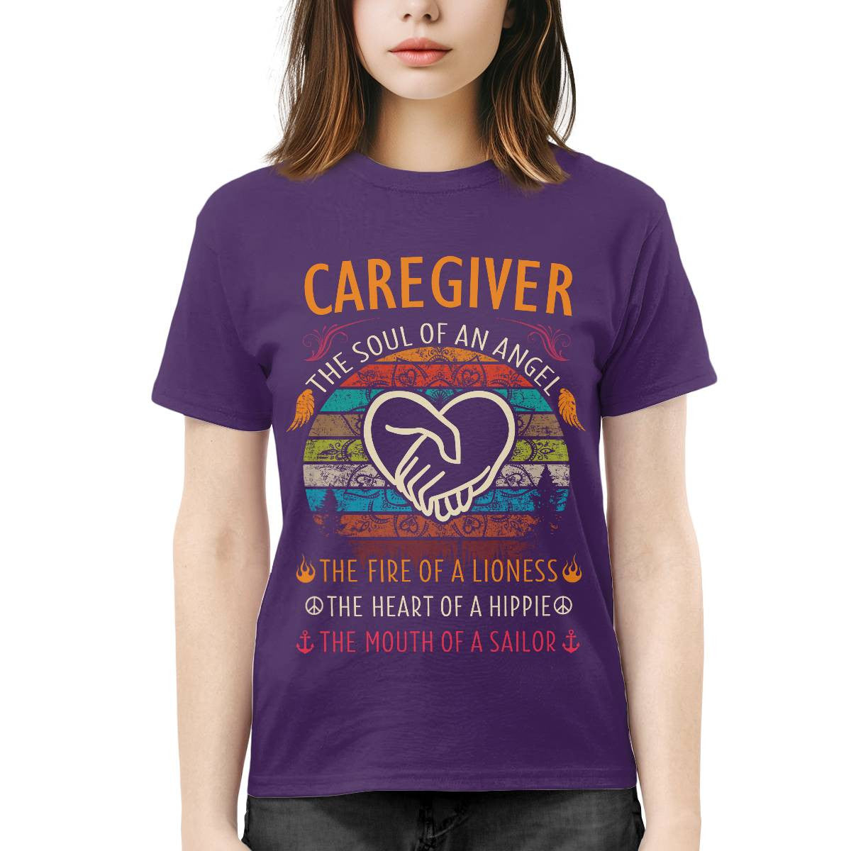 Awesome Caregiver the soul of an Angel-T-shirt-#F140824THESOL3FCAREZ4
