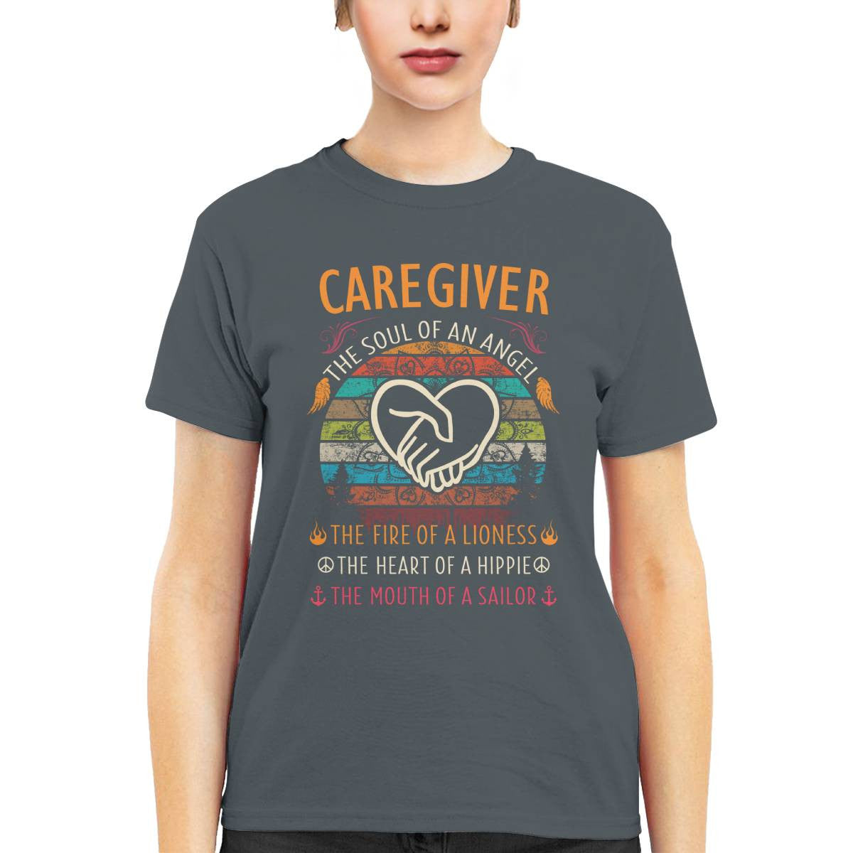 Awesome Caregiver the soul of an Angel-T-shirt-#F140824THESOL3FCAREZ4